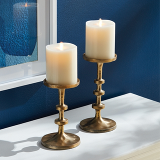 Abacus Petite Candle Stand/Holder Set - Gold Color, Home Decor