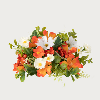 Tangerine & Cream Faux Floral Orb, Home Decor