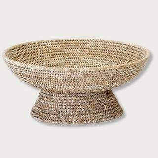 16" Palawan Large Whitewash Rattan Bowl, Third & Main, Rattan Bowl, Luxury Decor, Spring/Summer Decor, Bowl, Home Decor