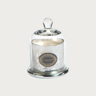 Silver Antiqued Mercury Glass Candle w/ Cloche - Siberian Fir Scent