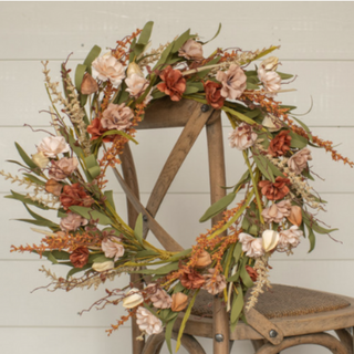 20" Carnation Lantern Bud Wreath, Third & Main, Wreath, Fall Floral, Faux Floral, Farmhouse Decor, Home Decor