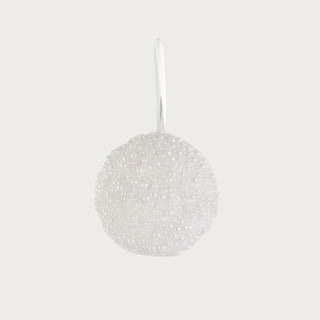 4.75" Pearl Beaded White Ornament, Their & Main