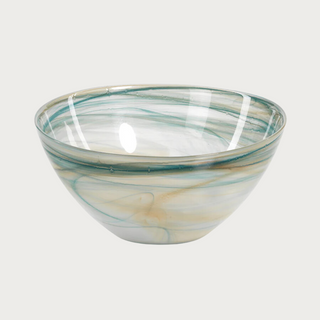 Green Swirl Alabaster Glass Bowl, Home Decor