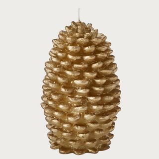 6 inch high Golden Pinecone Candle, third & main, home decor, holiday decor, candle, unscented