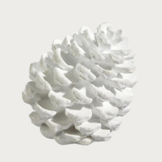 7.25" High White Resin Pinecone that is lightly glittered, holiday decor, winter decor, white pinecone, contemporary decor, home decor, Third & Main