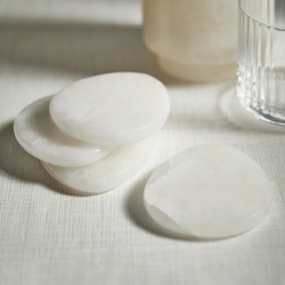 These alabaster coasters are stunning! Better yet they are sold individually allowing you to choose as many or as few as you like! Made of white alabaster, they will add the finishing touches to any room, Third & Main, Luxury Home Decor, Home Decor, Alabaster, Coasters