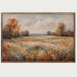 Autumn Field With Autumn Trees art Print, Third & Main, Home Decor, Decor, Art, Art Decor, Modern Farmhouse, Modern Farmhouse Art, Pallet Art, Hand Made, Fall, Fall Art, Autumn, Autumn Art, Made In USA, Local, Small business, Autumn Field With Autumn Trees