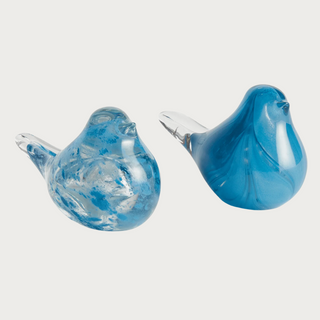 Blue Glass Finch Birds - Set of 2