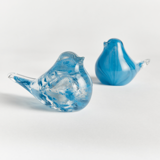 Blue Glass Finch Birds - Set of 2