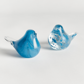 Blue Glass Finch Birds - Set of 2