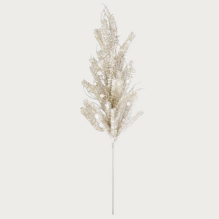  34" Champagne Tinsel Twig and Pearl, Third & Main, home decor, decor, faux, faux floral, holiday, floral, Christmas, Christmas floral, mesh, magnolia, holiday decor, Christmas decor,Stem