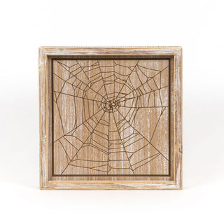 Leaf and Spider Web Wood Sign