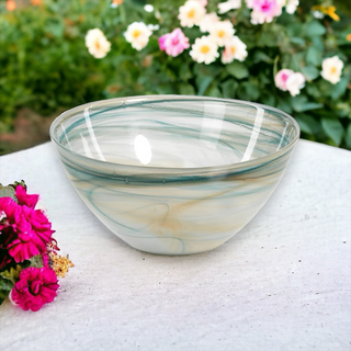 Green Swirl Alabaster Glass Bowl, Home Decor, Fall Decor, Fall, Serving Bowl, Decorative Bowl, Alabaster Bowl, Third & Main