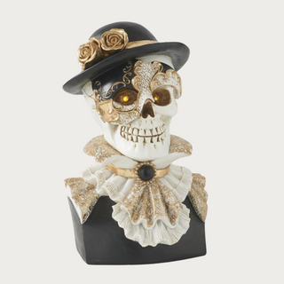 Set of 2 Resin Masquerade Skeleton Bust w/LED Eyes, Black and White, Halloween, Halloween Decor, Home Decor, Spooky, Spooky Time, Spooky Decor, LED, Third & Main