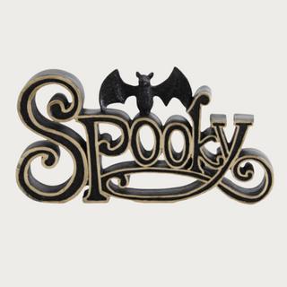 Black and Gold 'Spooky' Sign 10.25" L x 6"H Resin Cutout, Halloween, Halloween Decor, Fall Decor, Fall, Spooky, Bat, Glitter, Home Decor, Decor, Third & Main