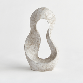 Clay sculpture is an abstract, curvy composition finished in a matte neutral glaze. Third & Main, Home Decor, Contemporary Decor, art form, Spring Decor, Everyday Decor