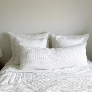20"x54" White Cotton Waffle Weave Down Alternative Down Alternative Body Pillow, Home Decor, Textile