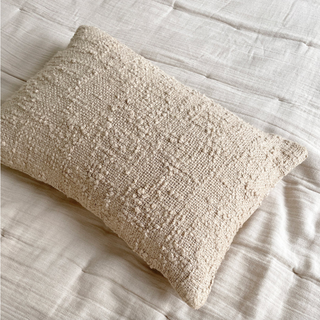 Anaya Cozy Cotton Beige Boucle Lumbar Pillow 14x20 (Down Alternative), Textile, Home decor