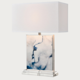 The Belhaven 28" Table Lamp, LED, Acrylic with Blue and white marbling, Home Decor, lighting