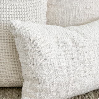 Anaya Cozy Cotton Ivory Boucle Lumbar Pillow 14x20 (Down Alternative), Textile, Home Decor