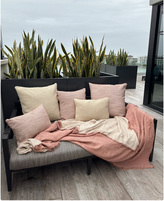 Beige Boucle 24x24 Indoor Outdoor Pillow, textile, home decor