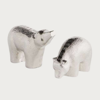 Set of Two Polar Bear Sculptures, Third & Main, Silver Polar Bears, Winter Decor, Home Decor, Contemporary Decor, Luxury Decor