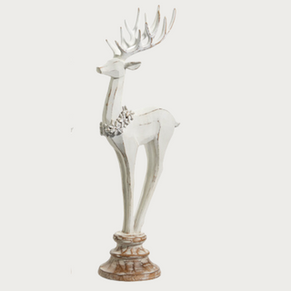 17" Whitewash Reindeer on Stand