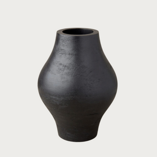 Black Hand Carved Mango Wood Vase