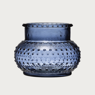 Blue Glass Hobnail Candle Holder/Vase
