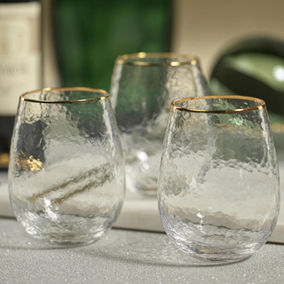 Set of Two Hammered Stemless Glass, Home decor