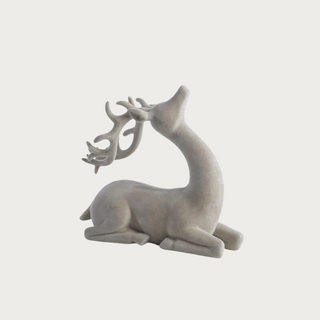 Taupe Velvet Sitting Deer, Third & Main, Luxe Decor, Luxury Holiday Decor, Winter Decor, Home Decor, Contemporary