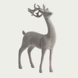 Taupe Velvet Sianding Deer, Third & Main, Luxe Decor, Luxury Holiday Decor, Winter Decor, Home Decor, Contemporary