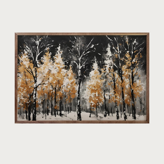 Trees of Gold, 16" Wide x 10" High  DGolden Tree Print, Third & Main, Home Decor, Decor, Art, Art Print, Winter Art, Small Business, Made in the USA