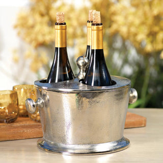 Raw Aluminum Silver Wine Cooler, Holds Three Bottles, Third & Main, Home Decor, Spring Decor, Summer Decor, Everyday Decor, Holiday Decor, Entertainment, Entertaining Essentials